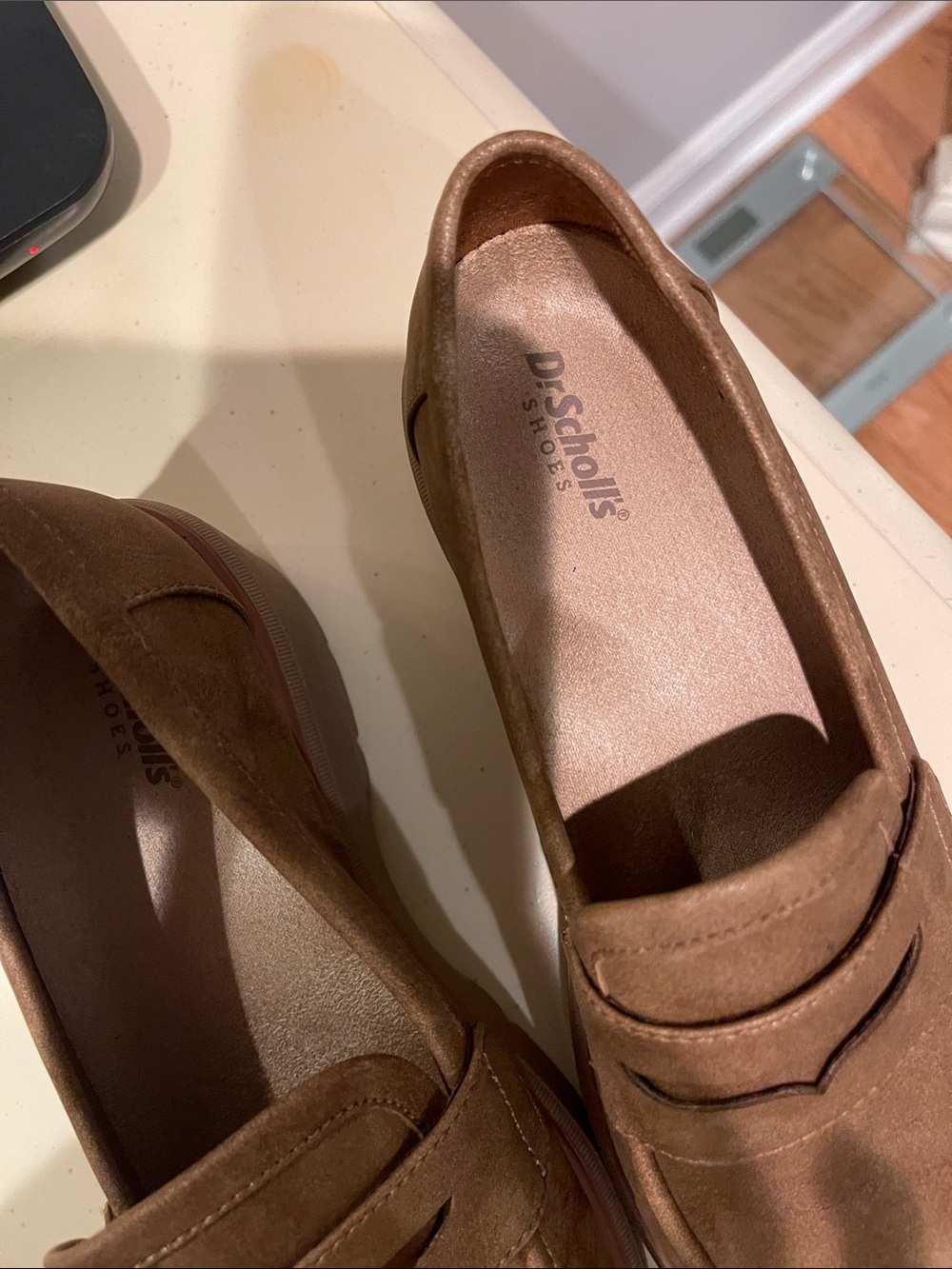 Dr. Scholl's Brown Suede-Look Penny Loafers - Picture 2 of 5
